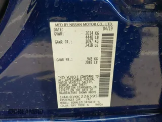 2019 Nissan Altima SR with VIN 1N4AL4CVXKC226595, listed as a IAAI auction lot 41895582 with 45,019 mi miles and . Bid and sale history available at carsss.com. Image 9.