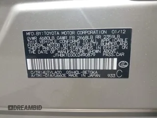 2012 Lexus ES 330 z VIN JTHBK1EG0C2490879, wystawiony jako IAAI lot #42296690 z przebiegiem 104 658 mil mil oraz . Historia ofert i sprzedaży dostępna na DreamBid. Obrazek 9.