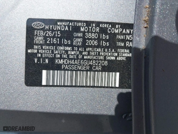 2016 Hyundai Elantra SE with VIN KMHDH4AE6GU482208, listed as a IAAI auction lot 41941480 with 47,255 mi miles. Bid and sale history available at carsss.com. Image 9.