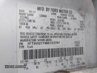 2008 Ford F-250 XL с VIN 1FTSW21Y98EC51797, выставлен на аукционе IAAI как лот 42168445 с пробегом 325 080 миль миль и . История ставок и продаж доступна на DreamBid. Изображение 9.