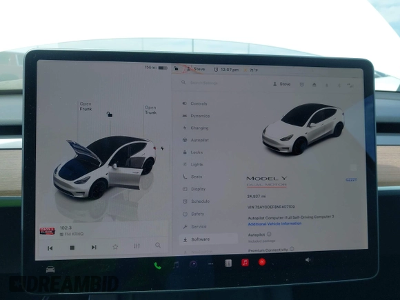 2022 Tesla Model Y Performance with VIN 7SAYGDEF8NF407109, listed as a IAAI auction lot 42014282 with 24,937 mi miles and . Bid and sale history available at DreamBid. Image 7.