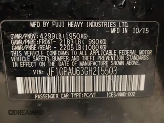 2016 Subaru Impreza Special Sports Limited с VIN JF1GPAU63GH215503, выставлен на аукционе IAAI как лот 40959702 с пробегом 122 656 миль миль и . История ставок и продаж доступна на DreamBid. Изображение 9.