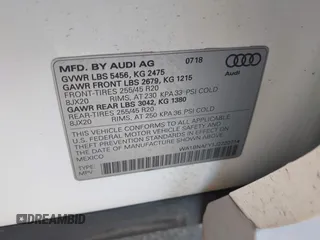 2018 Audi Q5 Premium Plus with VIN WA1BNAFY1J2220714, listed as a IAAI auction lot 41209386 with 70,012 mi miles and . Bid and sale history available at DreamBid. Image 9.