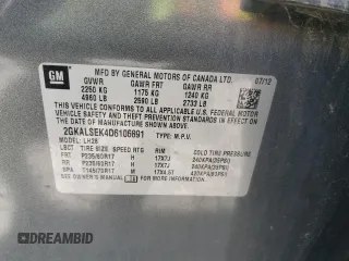2013 GMC Terrain SLE with VIN 2GKALSEK4D6106891, listed as a Copart auction lot 65128345 with 135,782 mi miles and Salvage title. Bid and sale history available at DreamBid. Image 13.