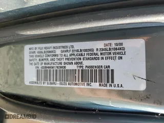 2001 Subaru Legacy Wagon Outback w/RB Equip with VIN 4S3BH665617629830, listed as a Copart auction lot 87467084 with 187,309 mi miles and Salvage Title. Bid and sale history available at carsss.com. Image 12.