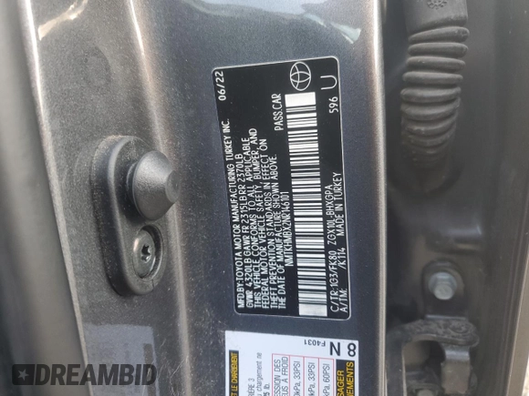 2022 Toyota C-HR XLE with VIN NMTKHMBX2NR146101, listed as a Copart auction lot 55399645 with 33,293 mi miles and Clean Title. Bid and sale history available at DreamBid. Image 13.