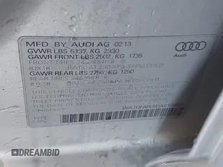 2013 Audi allroad A4 Premium Plus z VIN WA1UFAFL5DA210465, wystawiony jako IAAI lot #42207403 z przebiegiem 217 477 mil mil oraz . Historia ofert i sprzedaży dostępna na DreamBid. Obrazek 9.