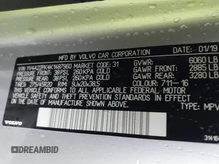 2019 Volvo XC90 Momentum with VIN YV4A22PK4K1487960, listed as a IAAI auction lot 41002780 with 65,121 mi miles. Bid and sale history available at carsss.com. Image 9.