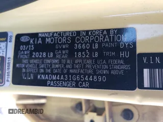 2016 Kia Rio LX with VIN KNADM4A31G6544890, listed as a Copart auction lot 48296555 with 125,169 mi miles and Salvage Title. Bid and sale history available at carsss.com. Image 14.