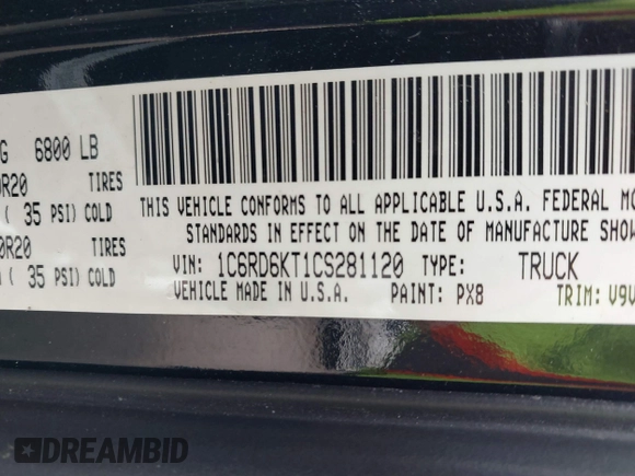 2012 Ram 1500 Express with VIN 1C6RD6KT1CS281120, listed as a IAAI auction lot 42548941 with 244,272 mi miles and . Bid and sale history available at DreamBid. Image 9.