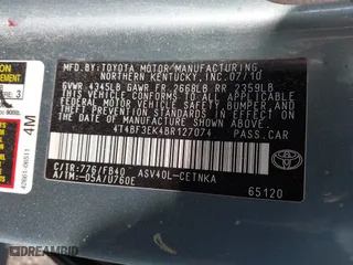 2011 Toyota Camry LE with VIN 4T4BF3EK4BR127074, listed as a IAAI auction lot 41816896 with 215,675 mi miles. Bid and sale history available at carsss.com. Image 9.