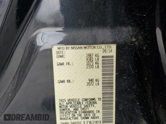 2015 Nissan Altima SL with VIN 1N4BL3AP2FC178289, listed as a Copart auction lot 55758775 with 172,017 mi miles and Salvage title. Bid and sale history available at DreamBid. Image 12.