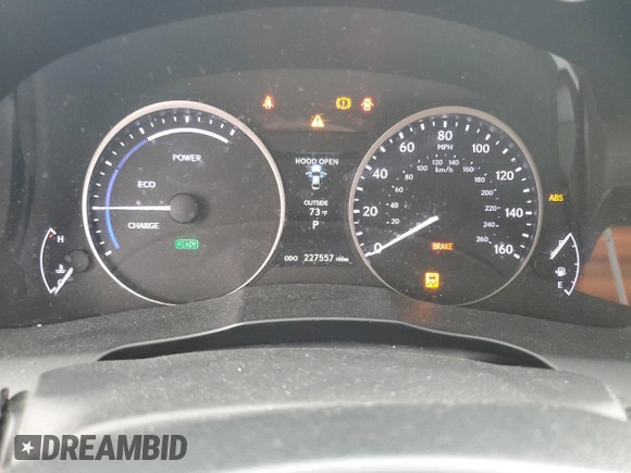 2013 Lexus ES 300h with VIN JTHBW1GG5D2024366, listed as a Copart auction lot 49562055 with 227,557 mi miles and Salvage Title. Bid and sale history available at DreamBid. Image 9.