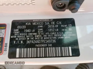 2023 Kia Rio S with VIN 3KPA24AD7PE549736, listed as a Copart auction lot 50428615 with 34,431 mi miles and Salvage Title. Bid and sale history available at carsss.com. Image 14.