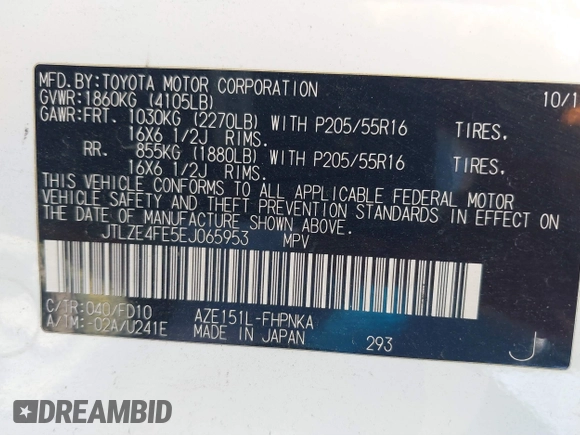 2014 Scion xB with VIN JTLZE4FE5EJ065953, listed as a IAAI auction lot 41850554 with 124,856 mi miles. Bid and sale history available at carsss.com. Image 9.