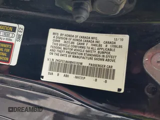 2011 Honda Civic Cpe LX with VIN 2HGFG1A60BH510248, listed as a IAAI auction lot 42077753 with 149,974 mi miles. Bid and sale history available at carsss.com. Image 9.