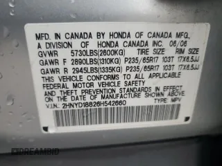 2006 Acura MDX Touring w/Navi with VIN 2HNYD18826H542660, listed as a Copart auction lot 70378314 with 207,560 mi miles and Salvage Title. Bid and sale history available at carsss.com. Image 13.
