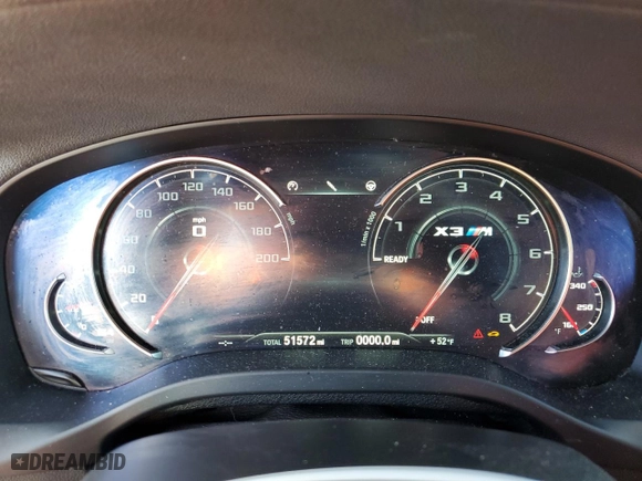 2020 BMW X3 M Competition with VIN 5YMTS0C05L9B36993, listed as a Copart auction lot 79979293 with 51,572 mi miles. Bid and sale history available at carsss.com. Image 9.