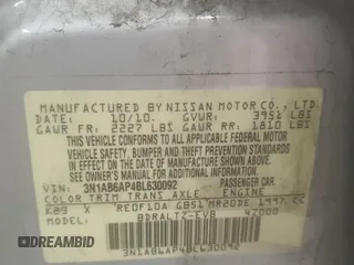 2011 Nissan Sentra SL with VIN 3N1AB6AP4BL630092, listed as a Copart auction lot 60457425 with 136,296 mi miles and Salvage title. Bid and sale history available at DreamBid. Image 13.