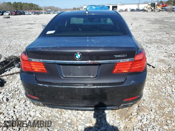 2012 BMW 7 Series 740i with VIN WBAKA4C58CC613763, listed as a Copart auction lot 43557415 with 0 mi miles and Salvage Title. Bid and sale history available at carsss.com. Image 6.