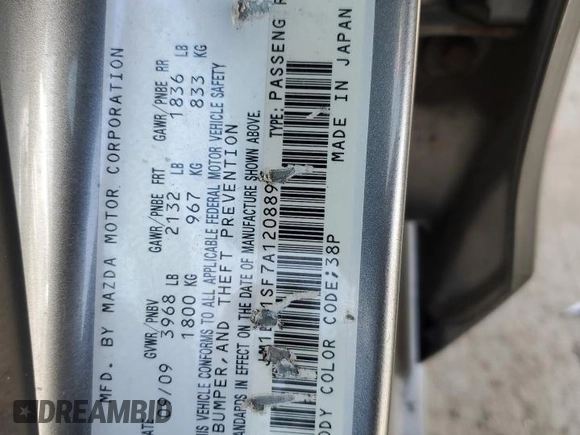 2010 Mazda 3 i Touring with VIN JM1BL1SF7A1208895, listed as a Copart auction lot 55444875 with 116,513 mi miles and Non Repairable. Bid and sale history available at DreamBid. Image 12.