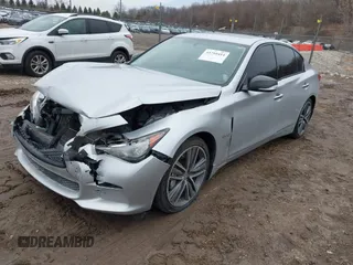 2014 Infiniti Q50 Hybrid Sport with VIN JN1AV7AR3EM703431, listed as a IAAI auction lot 41710414 with 213,611 mi miles. Bid and sale history available at carsss.com. Image 17.