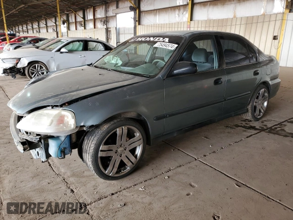 2000 Honda Civic LX with VIN 2HGEJ6677YH532512, listed as a Copart auction lot 75494574 with 160,317 mi miles and Salvage Title. Bid and sale history available at carsss.com. Image 1.