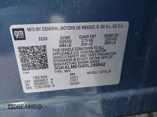 2024 GMC Terrain SLE z VIN 3GKALMEG4RL249642, wystawiony jako IAAI lot #42248039 z przebiegiem 11 695 mil mil oraz . Historia ofert i sprzedaży dostępna na DreamBid. Obrazek 9.