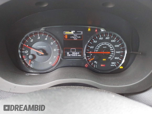 2018 Subaru WRX with VIN JF1VA1A6XJ9802327, listed as a IAAI auction lot 42158456 with 87,669 mi miles and . Bid and sale history available at DreamBid. Image 7.