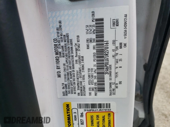 2018 Ford Fusion Hybrid SE with VIN 3FA6P0LU7JR270161, listed as a Copart auction lot 41807453 with 81,083 mi miles. Bid and sale history available at carsss.com. Image 12.
