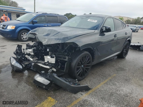 2024 BMW X6 M60i with VIN 5UX43EX03R9T35305, listed as a Copart auction lot 45089284 with 7,389 mi miles and Non Repairable. Bid and sale history available at carsss.com. Image 1.