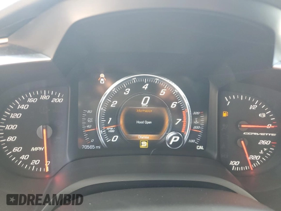 2019 Chevrolet Corvette 1LT with VIN 1G1YB2D72K5121028, listed as a Copart auction lot 57628095 with 70,565 mi miles and Non repairable. Bid and sale history available at DreamBid. Image 9.