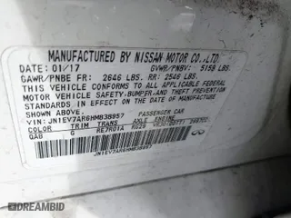 2017 Infiniti Q50 3.0t Premium with VIN JN1EV7AR6HM838957, listed as a IAAI auction lot 41587983 with 52,537 mi miles. Bid and sale history available at carsss.com. Image 9.