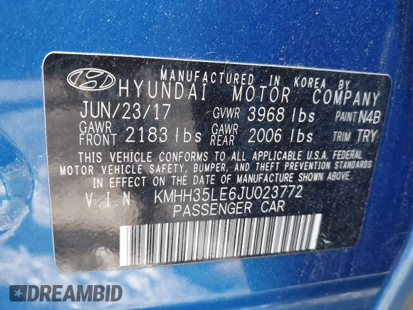 2018 Hyundai Elantra с VIN KMHH35LE6JU023772, выставлен на аукционе IAAI как лот 42450722 с пробегом 132 375 миль миль и . История ставок и продаж доступна на DreamBid. Изображение 9.