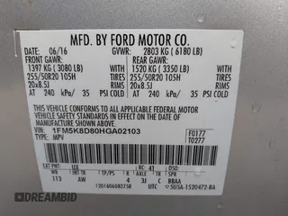 2017 Ford Explorer XLT z VIN 1FM5K8D80HGA02103, wystawiony jako IAAI lot #42288779 z przebiegiem 209 401 mil mil oraz . Historia ofert i sprzedaży dostępna na DreamBid. Obrazek 9.