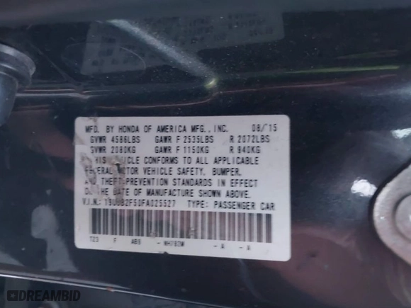 2015 Acura TLX V6 Tech with VIN 19UUB2F50FA025527, listed as a IAAI auction lot 40706351 with 121,378 mi miles. Bid and sale history available at carsss.com. Image 9.