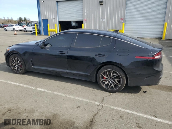 2023 Kia Stinger GT-Line with VIN KNAE35LD7P6125638, listed as a Copart auction lot 50042425 with 57,029 mi miles and Salvage Title. Bid and sale history available at carsss.com. Image 2.