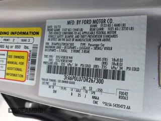 2013 Ford Fusion SE Hybrid с VIN 3FA6P0LU7DR267300, выставлен на аукционе IAAI как лот 42376940 с пробегом 148 298 миль миль и . История ставок и продаж доступна на DreamBid. Изображение 9.