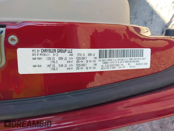 2014 Chrysler Town & Country Touring with VIN 2C4RC1BGXER126894, listed as a IAAI auction lot 41759567 with 150,994 mi miles. Bid and sale history available at carsss.com. Image 9.