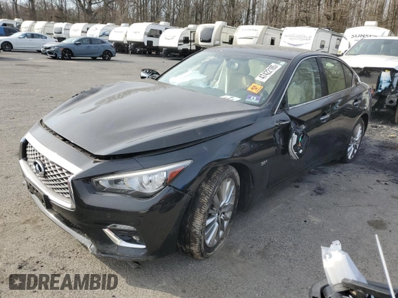 2019 Infiniti Q50 3.0t LUXE with VIN JN1EV7AR8KM556133, listed as a Copart auction lot 47422185 with 60,897 mi miles and Salvage Title. Bid and sale history available at carsss.com. Image 1.