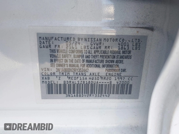 2024 Nissan Sentra SR z VIN 3N1AB8DV2RY352442, wystawiony jako IAAI lot #42473598 z przebiegiem 22 014 mil mil oraz . Historia ofert i sprzedaży dostępna na DreamBid. Obrazek 9.