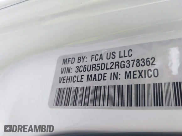 2024 Ram 2500 Big Horn with VIN 3C6UR5DL2RG378362, listed as a IAAI auction lot 42084302 with 4,505 mi miles and . Bid and sale history available at DreamBid. Image 9.