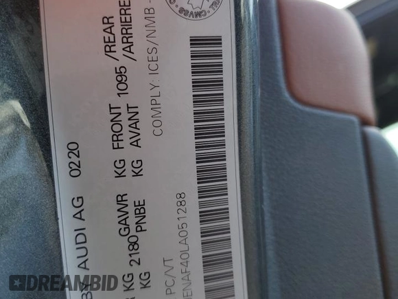 2020 Audi A4 Premium Plus z VIN WAUENAF40LA051288, wystawiony jako Copart lot #49604125 z przebiegiem 56 990 mil mil oraz Szkoda całkowita • Salvage title. Historia ofert i sprzedaży dostępna na DreamBid. Obrazek 12.