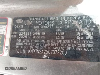 2016 Kia Soul z VIN KNDJN2A25G7372209, wystawiony jako IAAI lot #42245498 z przebiegiem 147 618 mil mil oraz . Historia ofert i sprzedaży dostępna na DreamBid. Obrazek 9.