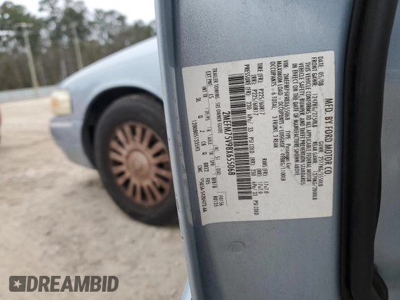 2008 Mercury Grand Marquis LS with VIN 2MEFM75V28X627449, listed as a Copart auction lot 89324365 with 154,709 mi miles and Salvage Title. Bid and sale history available at DreamBid. Image 12.