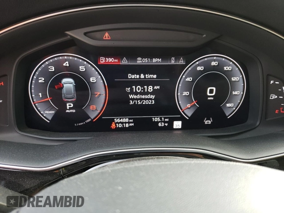 2019 Audi Q8 Premium Plus with VIN WA1BVAF17KD046754, listed as a Copart auction lot 44121753 with 56,488 mi miles. Bid and sale history available at carsss.com. Image 9.