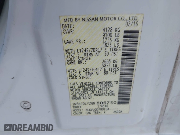 2016 Nissan NV Cargo S z VIN 1N6BF0LY2GN806750, wystawiony jako IAAI lot #42176037 z przebiegiem 173 846 mil mil oraz . Historia ofert i sprzedaży dostępna na DreamBid. Obrazek 9.