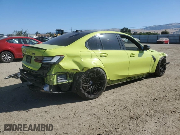2023 BMW M3 Competition xDrive with VIN WBS43AY01PFN30318, listed as a Copart auction lot 58047995 with 34,312 mi miles and Salvage title. Bid and sale history available at DreamBid. Image 3.