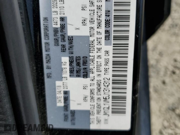 2018 Mazda Mazda6 Touring with VIN JM1GL1VM5J1314312, listed as a Copart auction lot 52028565 with 85,957 mi miles and Salvage Title. Bid and sale history available at carsss.com. Image 14.