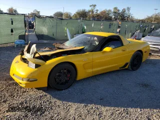 2002 Chevrolet Corvette Z06 with VIN 1G1YY12S525108001, listed as a Copart auction lot 88237615 with 0 mi miles and Salvage Title. Bid and sale history available at carsss.com. Image 1.